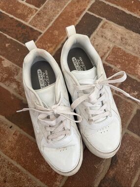 Skechers Kids White Lace-Up Memory Foam Sneakers